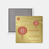 Dubbelgeluk Lantaarns Chinees sparen de Datum Magneet (Voorkant / Achterkant)