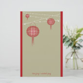 Dubbelgeluk Lantaarns Moderne Chinese bruiloft Briefpapier (Staand voorkant)