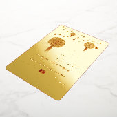 Dubbelgeluk Lantaarns Moderne Chinese bruiloft Folie Uitnodiging (Gedraaid)