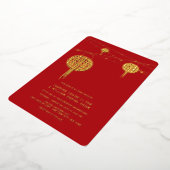 Dubbelgeluk Lantaarns stijlvolle Chinese bruiloft Folie Uitnodiging (Gedraaid)