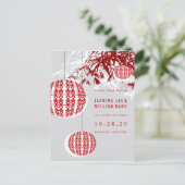 Dubbelgeluk Lantaarns Zen Bamboo bespaart de datum Aankondigingskaart (Staand voorkant)