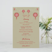 Dubbelgeluk Lantern Chinese Wedding Program (Staand voorkant)