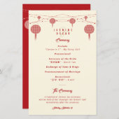 Dubbelgeluk Lantern Chinese Wedding Program (Voorkant / Achterkant)
