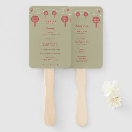 Dubbelgeluk Lantern Chinese Wedding Program Handwaaier