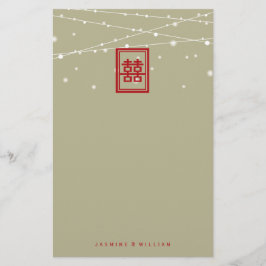 Dubbelgeluk Licht Chinese bruiloft Briefpapier