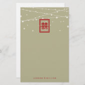 Dubbelgeluk Licht Chinese bruiloft Briefpapier (Voorkant / Achterkant)