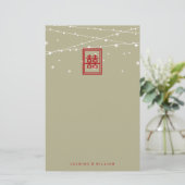 Dubbelgeluk Licht Chinese bruiloft Briefpapier (Staand voorkant)