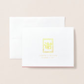 Dubbelgeluk Moderne Chinese bruiloft Dank je Folie Kaarten (Voorkant met envelop)