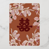 Dubbelgeluk Orchid Folie Feestdagenkaart (Achterkant)