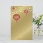 Dubbelgeluk Rode lampions Chinees huwelijk Briefpapier (Staand voorkant)