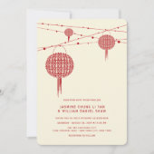 Dubbelgeluk Rode lampions Chinees huwelijk Kaart (Voorkant)