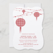 Dubbelgeluk Rode lampions Chinees huwelijk Kaart (Voorkant)