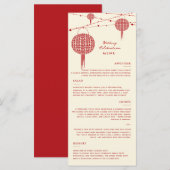 Dubbelgeluk Rode lampions Chinees huwelijk Menu (Voorkant / Achterkant)
