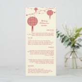 Dubbelgeluk Rode lampions Chinees huwelijk Menu (Staand voorkant)