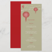 Dubbelgeluk Rode lampions Chinees huwelijk Menu (Voorkant / Achterkant)