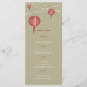 Dubbelgeluk Rode lampions Chinees huwelijk Menu (Voorkant)