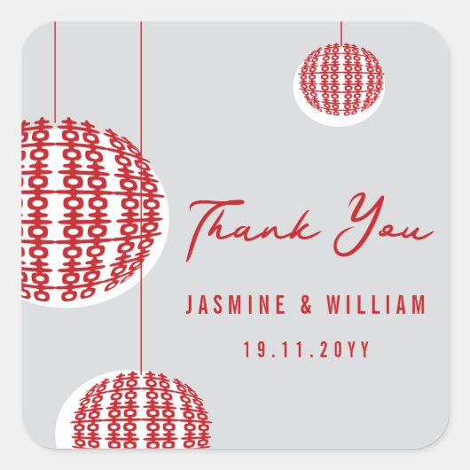 Dubbelgeluk Rode lampions Chinees huwelijk Vierkante Sticker (Voorkant)