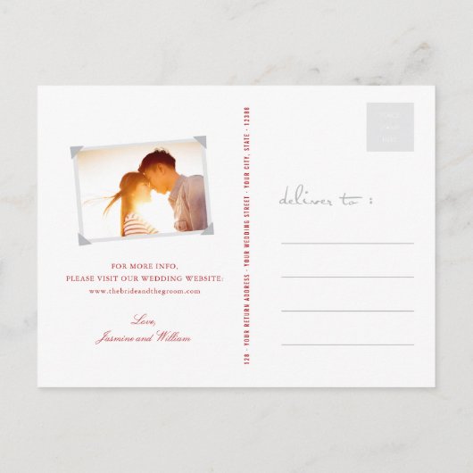 Dubbelgeluk rode lampjes Aziatisch sparen de datum Briefkaart (Achterkant)