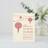 Dubbelgeluk rode lampjes Aziatisch sparen de datum Briefkaart (Staand voorkant)