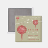 Dubbelgeluk rode lampjes Aziatisch sparen de datum Magneet (Voorkant / Achterkant)