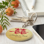 Dubbelgeluk Sleutelhanger van het Chinese huwelijk (Zijkant)