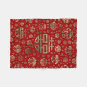 Dubbelgeluk Symbool patroon - Goud op rood Fleece Deken (Voorkant (Horizontaal))
