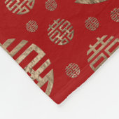 Dubbelgeluk Symbool patroon - Goud op rood Fleece Deken (Hoek)