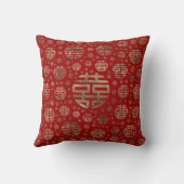 Dubbelgeluk Symbool patroon - Goud op rood Kussen (Achterkant)