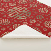 Dubbelgeluk Symbool patroon - Goud op rood Sherpa Deken (3/4)