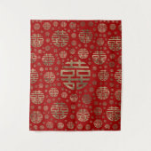 Dubbelgeluk Symbool patroon - Goud op rood Wandkleed (Voorkant)