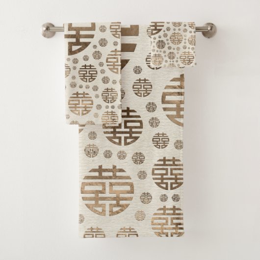 Dubbelgeluk Symbool patroon - pastelgoud Bad Handdoek (Insitu)