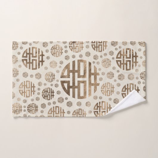 Dubbelgeluk Symbool patroon - pastelgoud Bad Handdoek (Handdoek)