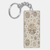 Dubbelgeluk Symbool patroon - pastelgoud Sleutelhanger (Voorkant Links)