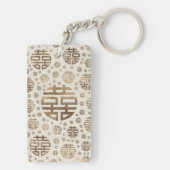 Dubbelgeluk Symbool patroon - pastelgoud Sleutelhanger (achterkant)