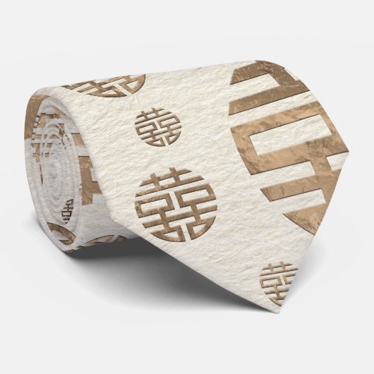 Dubbelgeluk Symbool patroon - pastelgoud Stropdas (Opgerold)