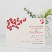 Dubbelgeluk Uitnodiging voor een Chinees huwelijk (Staand voorkant)