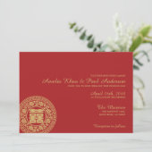 Dubbelgeluk Uitnodiging voor een Chinees huwelijk (Staand voorkant)