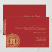 Dubbelgeluk Uitnodiging voor een Chinees huwelijk (Voorkant / Achterkant)