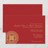 Dubbelgeluk Uitnodiging voor een Chinees huwelijk (Voorkant / Achterkant)