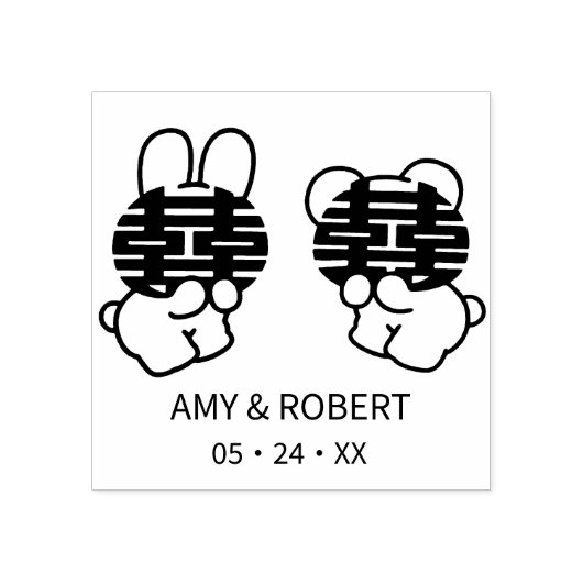 Dubbelgeluk Weddenschap Monogram Rubberstempel (Afrduk)