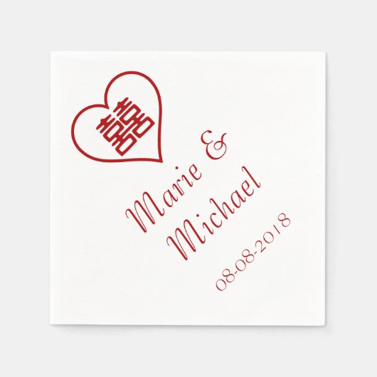 Dubbelgeluk - Witte contourhartslag Servet (Voorkant)