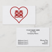 Dubbelgeluk - Witte contourhartslag Visitekaartje (Voorkant / Achterkant)