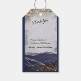 Dubbelgevouwen Trouw Trouwkaart | Navy Zilver Goud Cadeaulabel
