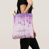 Dubbelglitterroze en Paarse monogram met reservedr Tote Bag (Dichtbij)