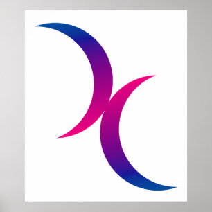 Dubbelhalve maan bisexual Pride Symbool Poster