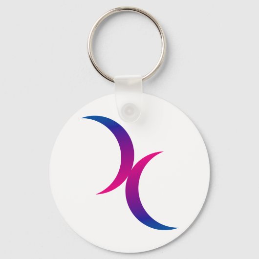 Dubbelhalve maan bisexual Pride Symbool Sleutelhanger (Voorkant)