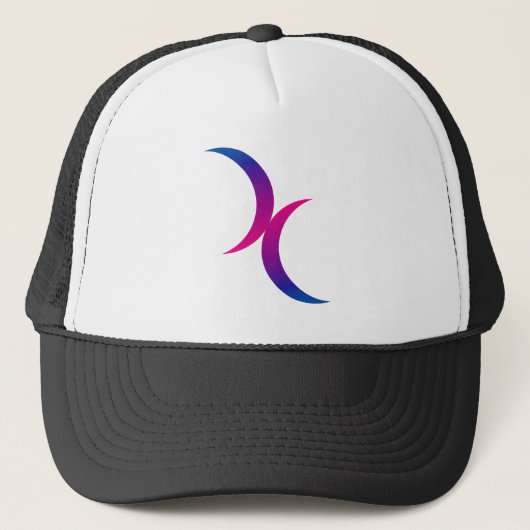 Dubbelhalve maan bisexual Pride Symbool Trucker Pet (Voorkant)