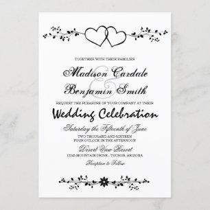 Dubbelharige harten in de Floral Branches Wedding  Kaart