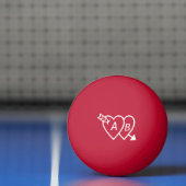 Dubbelharten met Cupids Arrow en Initialen Pingpongbal (Net)