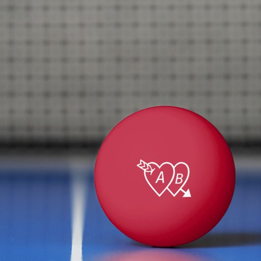 Dubbelharten met Cupids Arrow en Initialen Pingpongbal (Net)